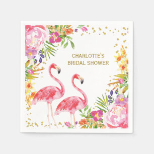 Serviette En Papier Flamant rose rose Tropical Floral Douche Papier Na