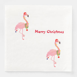 Serviette En Papier Flamant rose Santa Hat Joyeux Noël