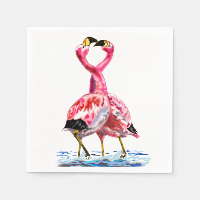 Serviette En Papier Flamant rose Tango - Amour (Devant)