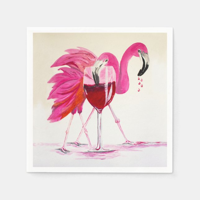Serviette En Papier Flamants roses Au Vin (Devant)