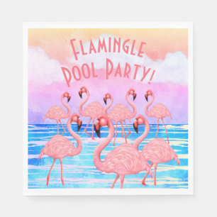 Serviette En Papier Flamants roses de la Parade
