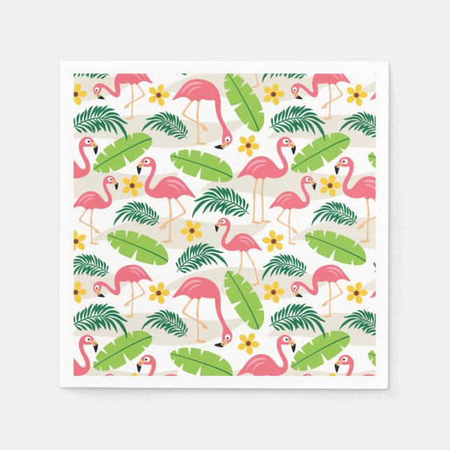 Serviette En Papier Flamants roses en Paradise Napkins (Devant)