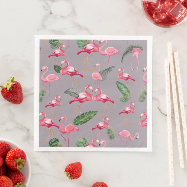 Serviette En Papier Flamants roses Love Motif 6 (En situation)