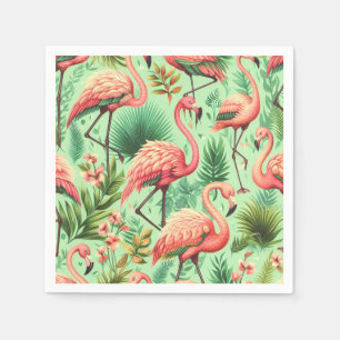 Serviette En Papier Flamants roses roses vintages