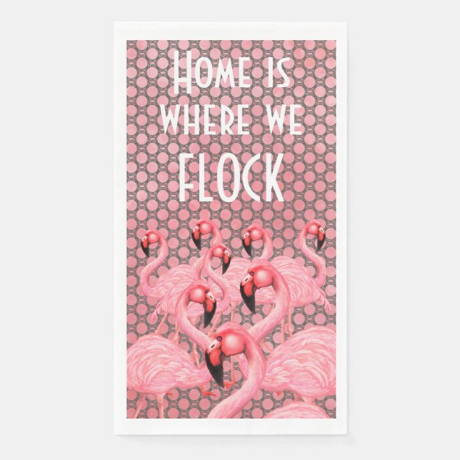 Serviette En Papier Flamants roses sur la Parade (Devant)