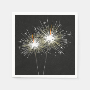 Serviette En Papier Flambés de fête en cuir noir