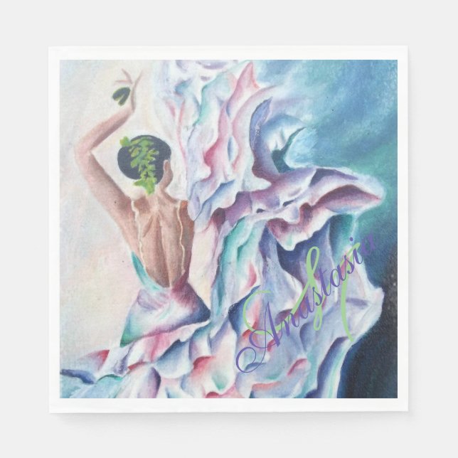 SERVIETTE EN PAPIER FLAMENCO DANCE PARTI MONOGRAMME (Devant)