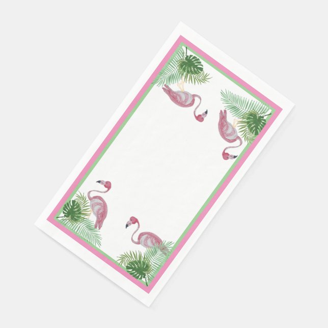 Serviette En Papier Flamingo Rose Monstera Palm  (Coin)