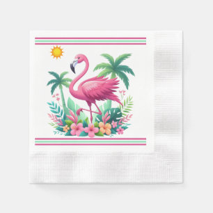 Serviette En Papier Flamingo rose tropicale/Floride