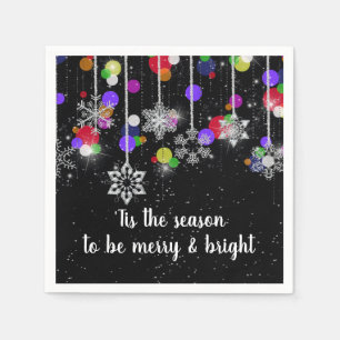 Serviette En Papier Flammes de neige de Noël en noir