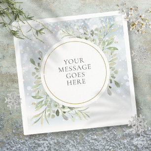 Serviette En Papier Flammes de neige d'hiver Foliage vert