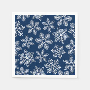 Serviette En Papier Flammes de neige sur bleu foncé