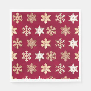 Serviette En Papier Flèche de neige en or de canneberge de Noël