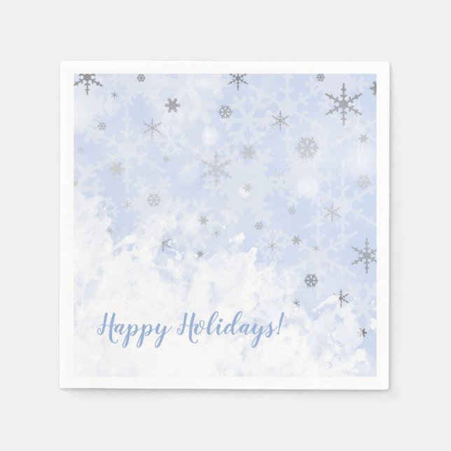Serviette En Papier Flèches de neige faux métal sur couleur bleu bébé  (Devant)