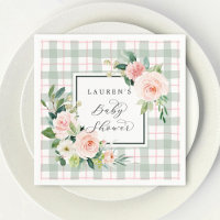Fleur aquarelle | Baby shower Pastel Plaid