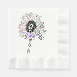 Serviette En Papier Fleur Arc-en-ciel Art Funky