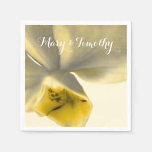 Serviette En Papier Fleur artistique aux tons jaunes - Mariage