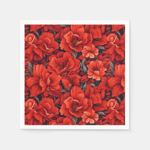 Serviette En Papier Fleur bohème rouge écarlate