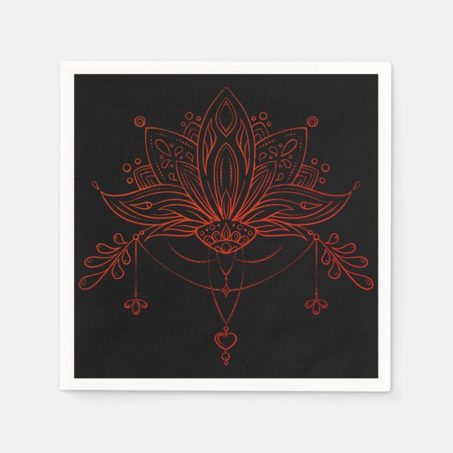 Serviette En Papier Fleur Boho Henna Lotus (Devant)