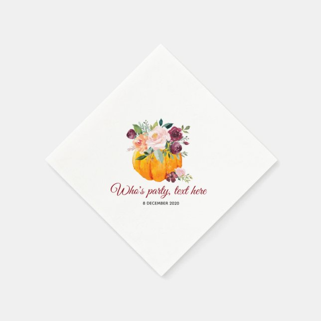 Serviette En Papier fleur, citrouille, automne Cocktail Papier à cockt (Coin)