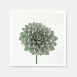 Serviette En Papier Fleur Dahlia Vert doux Élégant Botanique