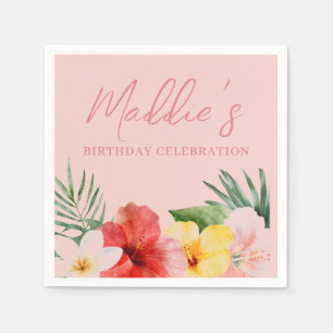 Serviette En Papier Fleur d'anniversaire Hawaïenne pêche