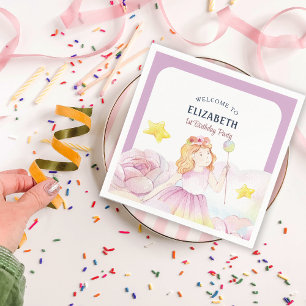 Serviette En Papier Fleur d'aquarelle Fée Fille Anniversaire