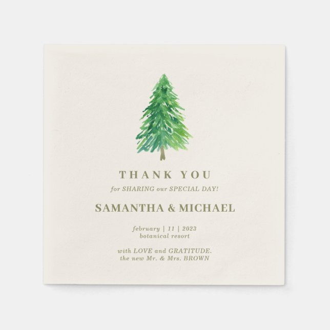 Serviette En Papier Fleur d'ARBRE forestier Mariage moderne (Devant)