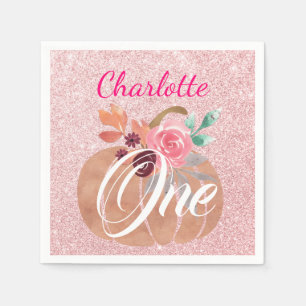 Serviette En Papier Fleur d'automne de citrouille Floral d'anniversair
