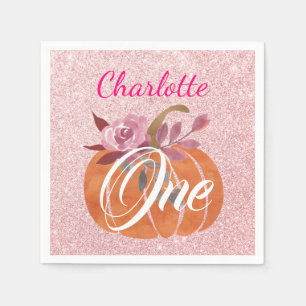 Serviette En Papier Fleur d'automne de citrouille Floral d'anniversair