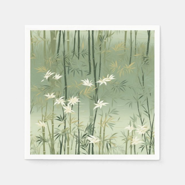 Serviette En Papier Fleur de bambou sereine asiatique  (6) (Devant)