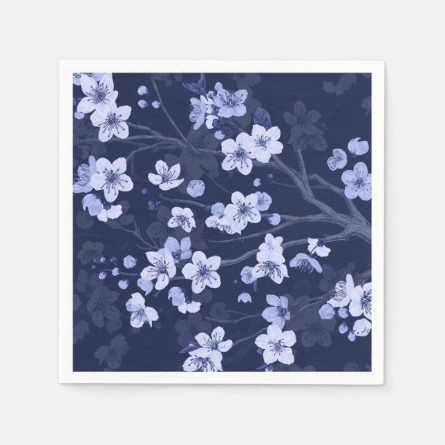 Serviette En Papier Fleur de cerisier bleu (Devant)