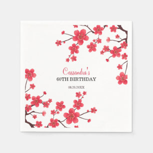 Serviette En Papier Fleur de cerisier rouge Sakura Rustique Floral Ann