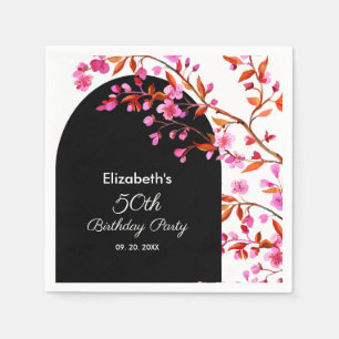 Serviette En Papier Fleur de cerisier Sakura noir blanc Anniversaire