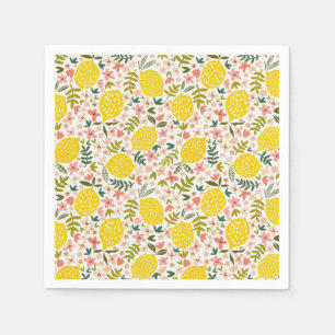 Serviette En Papier Fleur de citron rose d'été