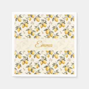 Serviette En Papier Fleur de citron vintage – Citron botanique élégant