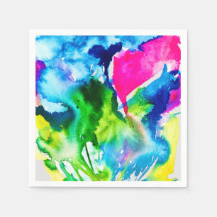 Serviette En Papier Fleur de cyclamen rose Aquarelle abstraite