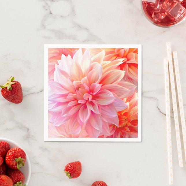 Serviette En Papier Fleur de dahlia brune de Pêche (En situation)