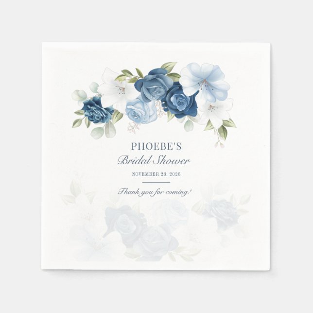 Serviette En Papier Fleur de eucalyptus succulente bleu poussiéreux (Devant)