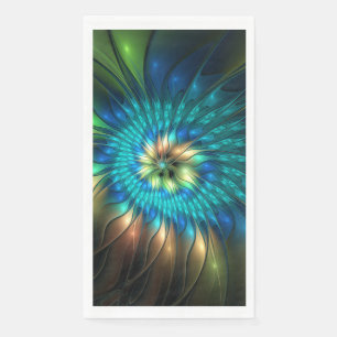Serviette En Papier Fleur de fantaisie lumineuse, fractale abstraite c