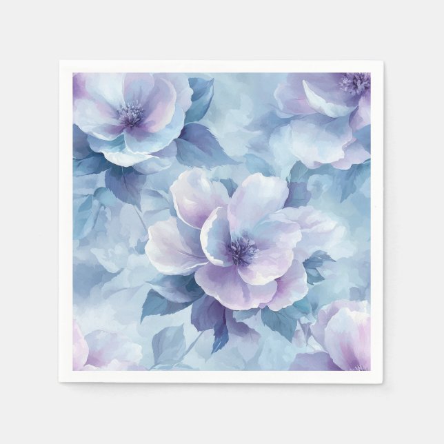 Serviette En Papier Fleur de floraison à l'aquarelle délicate (Devant)