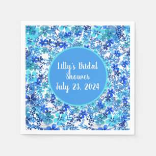Serviette En Papier Fleur de jardin Royal bleu & turquoise personnalis