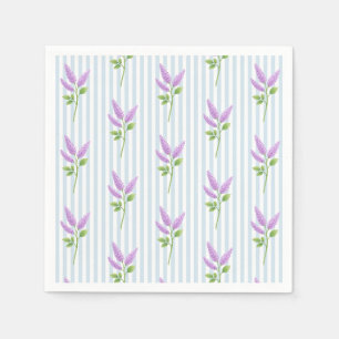 Serviette En Papier Fleur de lilas violet mariage personnalisé rayure