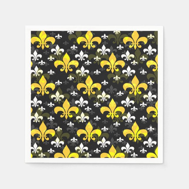 Serviette En Papier Fleur De Lis Blanc Jaune (Devant)