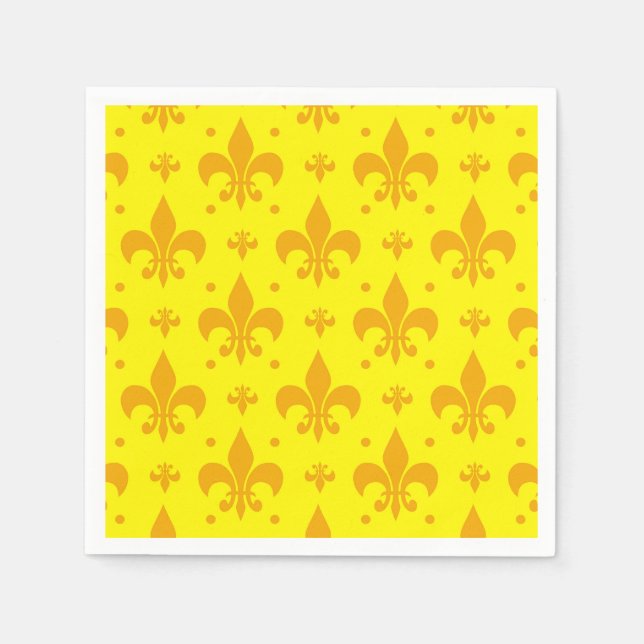 Serviette En Papier Fleur de lis Motif jaune (Devant)