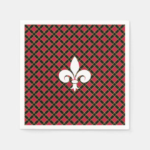 Serviette En Papier Fleur de lis ou Lily Flower sur noir & rouge