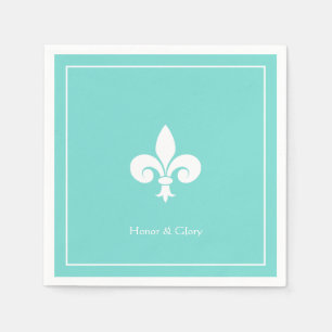 Serviette En Papier Fleur de lis ou Lily Flower sur Turquoise
