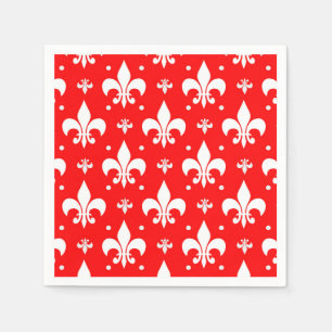 Serviette En Papier Fleur de lis rouge Motif
