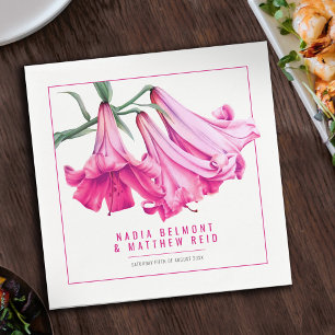 Serviette En Papier Fleur de lys rose aquarelle mariage