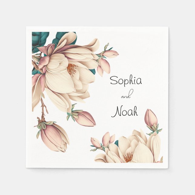 Serviette En Papier Fleur de Magnolia (Devant)